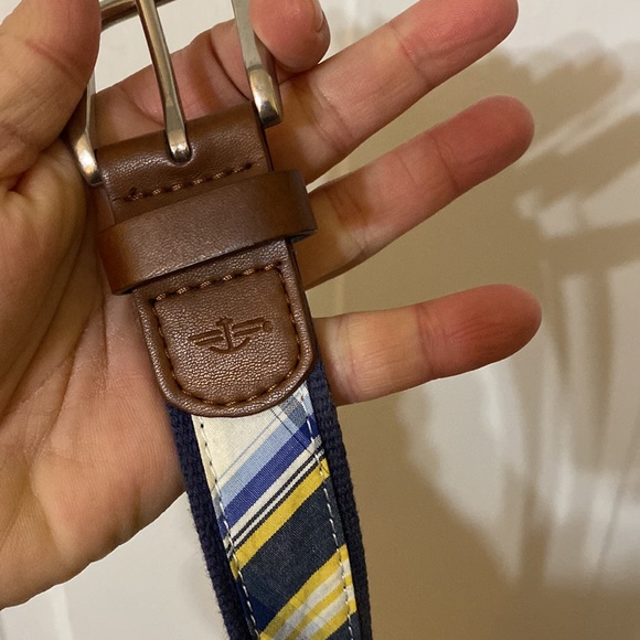 Dockers Other - Dockers Plaid Woven Fabric and Faux Brown Leather Belt. Size 44.